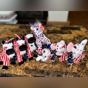 🇺🇸 TY Beanie Babies Lefty & Righty Lot of 7 • 2000 & 2004 Election Patriotic